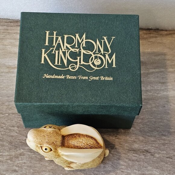 Vintage Harmony Kingdom Rabbit Bunny Trinket Box Figurine All Ears #TJRA England - Picture 4 of 10